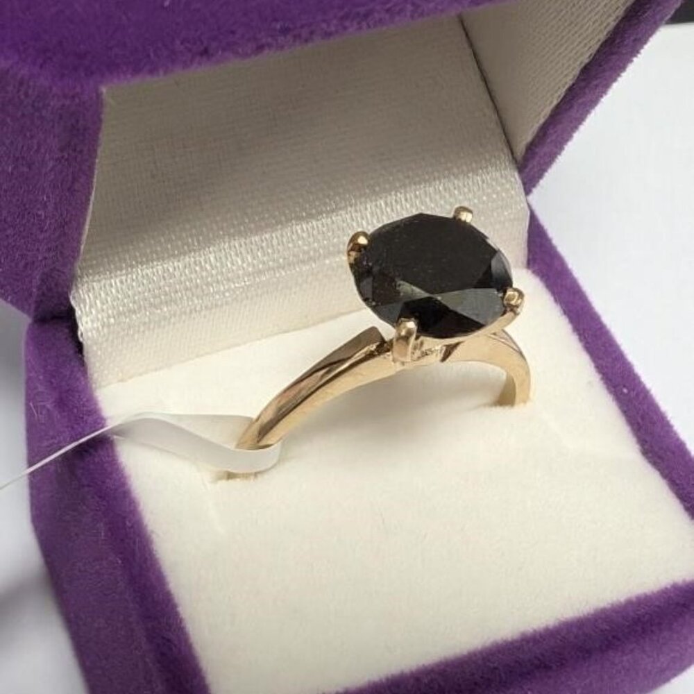 10K Yellow Gold 2.32G Black Diamond Treated 1.5Ct Ring (~Size 6)